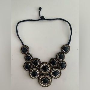 Beaded Flat Lay Black and Gold Necklace